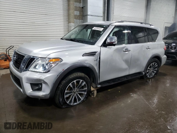 2018 Nissan Armada SL with VIN JN8AY2NC7J9551667, listed as a Copart auction lot 43334445 with 117,435 mi miles and Salvage Title. Bid and sale history available at carsss.com. Image 1.