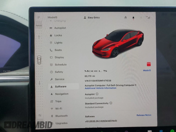 2022 Tesla Model S с VIN 5YJSA1E59NF471038, выставлен на аукционе Copart как лот 62594275 с пробегом 65 170 миль миль и Чистый • Clean title. История ставок и продаж доступна на DreamBid. Изображение 9.