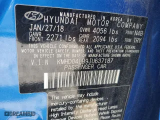2018 Hyundai Elantra Sport with VIN KMHD04LB9JU637187, listed as a Copart auction lot 43939845 with 47,961 mi miles and Salvage Title. Bid and sale history available at carsss.com. Image 12.