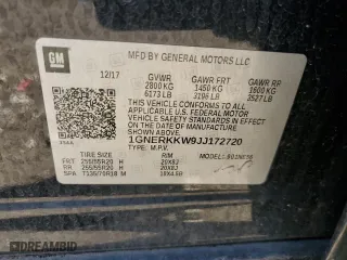 2018 Chevrolet Traverse Premier with VIN 1GNERKKW9JJ172720, listed as a Copart auction lot 49120525 with 166,186 mi miles and Salvage Title. Bid and sale history available at carsss.com. Image 16.