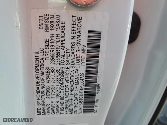 2023 Acura RDX w/Technology Package with VIN 5J8TC1H51PL004739, listed as a Copart auction lot 48769065 with 7,701 mi miles and Salvage Title. Bid and sale history available at carsss.com. Image 13.