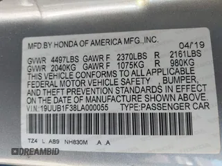 2020 Acura TLX with VIN 19UUB1F38LA000055, listed as a IAAI auction lot 41546988 with 99,036 mi miles. Bid and sale history available at carsss.com. Image 9.