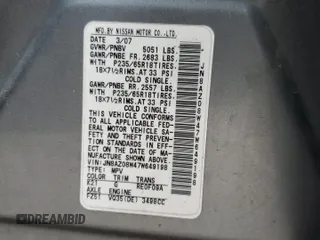 2007 Nissan Murano SL with VIN JN8AZ08W47W649198, listed as a Copart auction lot 51538455 with Not Provided miles and Salvage Title. Bid and sale history available at DreamBid. Image 14.