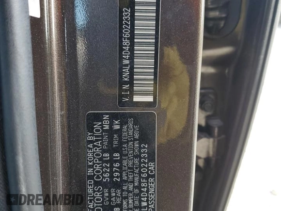 2015 Kia K900 Luxury with VIN KNALW4D48F6022332, listed as a Copart auction lot 75312254 with 167,589 mi miles and Salvage Title. Bid and sale history available at carsss.com. Image 12.