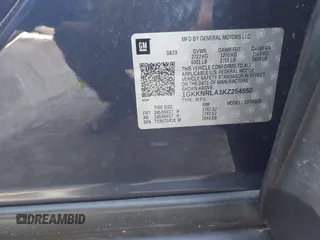 2019 GMC Acadia SLE z VIN 1GKKNRLA1KZ254550, wystawiony jako IAAI lot #41829497 z przebiegiem 110 167 mil mil oraz . Historia ofert i sprzedaży dostępna na DreamBid. Obrazek 9.