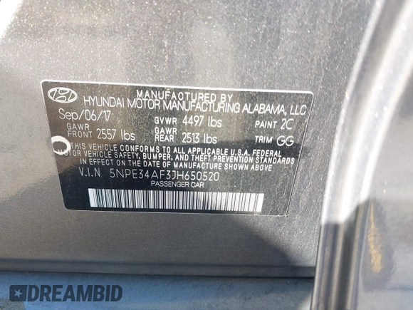 2018 Hyundai Sonata Limited with VIN 5NPE34AF3JH650520, listed as a IAAI auction lot 41292572 with 110,031 mi miles. Bid and sale history available at carsss.com. Image 9.