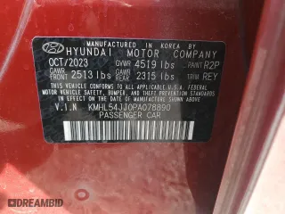 2023 Hyundai Sonata Hybrid Limited with VIN KMHL54JJ0PA078890, listed as a Copart auction lot 88066685 with 9,711 mi miles and Salvage Title. Bid and sale history available at carsss.com. Image 14.