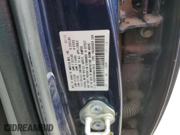 2011 Honda Accord EX-L z VIN 1HGCP3F85BA016619, wystawiony jako Copart lot #56592355 z przebiegiem 145 459 mil mil oraz Szkoda całkowita • Salvage title. Historia ofert i sprzedaży dostępna na DreamBid. Obrazek 12.