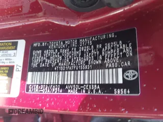 2015 Toyota Camry LE with VIN 4T1BD1FK7FU155931, listed as a IAAI auction lot 41794523 with 90,730 mi miles and . Bid and sale history available at DreamBid. Image 9.