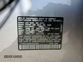 2024 Volkswagen Atlas SEL Premium R-Line with VIN 1V2FR2CA9RC520336, listed as a Copart auction lot 52252065 with 16,900 mi miles and Salvage title. Bid and sale history available at DreamBid. Image 15.
