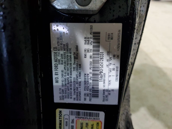 2018 Ford Mustang GT with VIN 1FA6P8CF5J5128331, listed as a Copart auction lot 51612455 with 60,839 mi miles and Salvage Title. Bid and sale history available at DreamBid. Image 12.