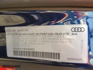 2021 Audi A4 Sedan Premium with VIN WAUABAF43MA056882, listed as a Copart auction lot 68059272 with 17,471 mi miles. Bid and sale history available at carsss.com. Image 13.