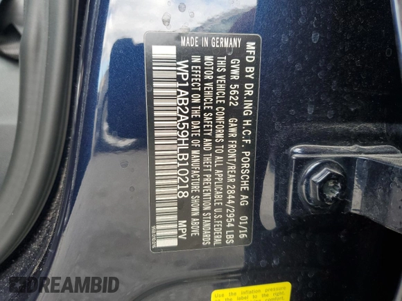 2017 Porsche Macan S с VIN WP1AB2A59HLB10218, выставлен на аукционе Copart как лот 47450525 с пробегом Не указан миль и Списание • Salvage title. История ставок и продаж доступна на DreamBid. Изображение 14.