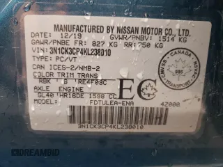 2019 Nissan Micra S z VIN 3N1CK3CP4KL238010, wystawiony jako Copart lot #72330344 z przebiegiem 18 425 mil mil oraz Szkody całkowita. Historia ofert i sprzedaży dostępna na DreamBid. Obrazek 13.