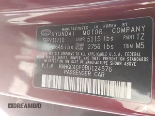 2011 Hyundai Genesis with VIN KMHGC4DF9BU124576, listed as a IAAI auction lot 41971684 with 199,322 mi miles and . Bid and sale history available at DreamBid. Image 9.