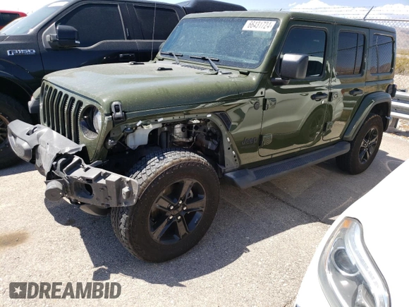 2021 Jeep Wrangler Unlimited Sahara Altitude с VIN 1C4HJXEN5MW865773, выставлен на аукционе Copart как лот 66431724 с пробегом 61 101 миль миль и Списание • Salvage title. История ставок и продаж доступна на DreamBid. Изображение 1.
