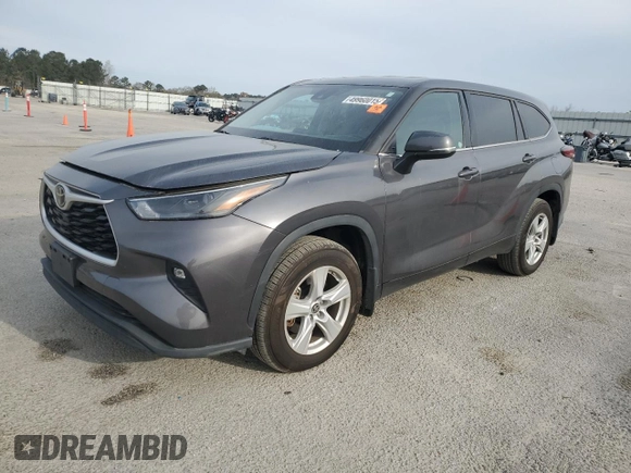 2022 Toyota Highlander LE z VIN 5TDBZRBHXNS566239, wystawiony jako Copart lot #49960015 z przebiegiem 47 997 mil mil oraz Szkoda całkowita • Salvage title. Historia ofert i sprzedaży dostępna na DreamBid. Obrazek 1.