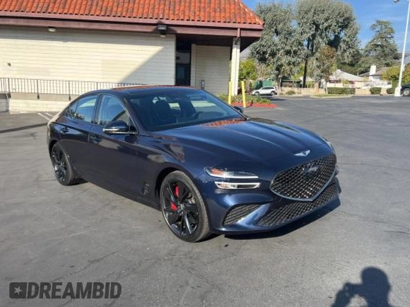 2023 Genesis G70 3.3T with VIN KMTG54TE6PU106021, listed as a Copart auction lot 86750284 with 8,669 mi miles and Salvage Title. Bid and sale history available at DreamBid. Image 1.