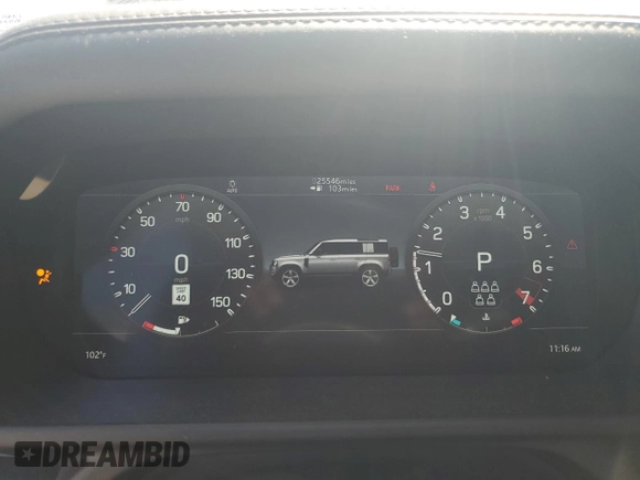2022 Land Rover Defender with VIN SALEWERU0N2087281, listed as a Copart auction lot 67636814 with 25,546 mi miles and Salvage title. Bid and sale history available at DreamBid. Image 9.