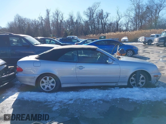 2002 Mercedes-Benz CLK 320/430 with VIN WDBLK65G82T102405, listed as a IAAI auction lot 41225601 with 63,800 mi miles and . Bid and sale history available at DreamBid. Image 13.
