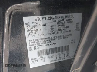 2004 Ford F-150 XLT z VIN 1FTPW14514KA67581, wystawiony jako IAAI lot #42634951 z przebiegiem 191 175 mil mil oraz . Historia ofert i sprzedaży dostępna na DreamBid. Obrazek 9.
