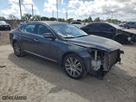 2014 Kia Cadenza Premium with VIN KNALN4D79E5134770, listed as a Copart auction lot 73569374 with 141,599 mi miles and Salvage Title. Bid and sale history available at carsss.com. Image 4.