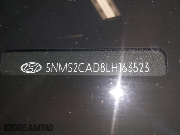 2020 Hyundai Santa Fe SE with VIN 5NMS2CAD8LH163523, listed as a IAAI auction lot 42123756 with 72,992 mi miles and . Bid and sale history available at DreamBid. Image 19.
