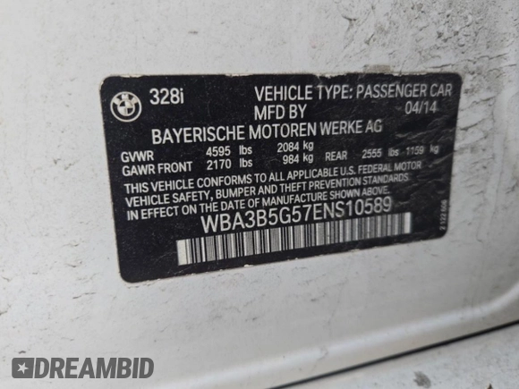 2014 BMW 3 Series 328i xDrive с VIN WBA3B5G57ENS10589, выставлен на аукционе Copart как лот 60533065 с пробегом 208 112 миль миль и Чистый • Clean title. История ставок и продаж доступна на DreamBid. Изображение 10.
