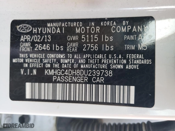 2013 Hyundai Genesis 5.0L R-Spec with VIN KMHGC4DH8DU239738, listed as a Copart auction lot 49774235 with 125,276 mi miles and Salvage Title. Bid and sale history available at carsss.com. Image 12.