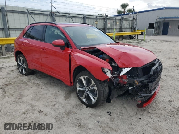 2021 Audi Q3 S line Premium Plus with VIN WA1EECF37M1006141, listed as a Copart auction lot 63611225 with 43,996 mi miles and Non repairable. Bid and sale history available at DreamBid. Image 4.