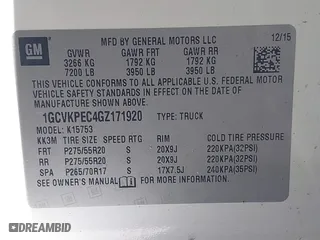 2016 Chevrolet Silverado 1500 Custom with VIN 1GCVKPEC4GZ171920, listed as a IAAI auction lot 41463943 with 169,687 mi miles. Bid and sale history available at carsss.com. Image 9.