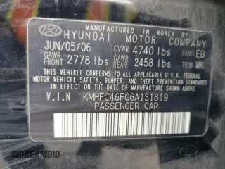 2006 Hyundai Azera SE with VIN KMHFC46F06A131819, listed as a Copart auction lot 51696375 with 126,788 mi miles and Clean Title. Bid and sale history available at DreamBid. Image 14.