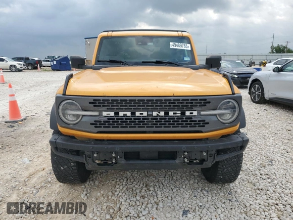 2021 Ford Bronco with VIN 1FMEE5DP9MLA93791, listed as a Copart auction lot 49489765 with 58,427 mi miles and Salvage title. Bid and sale history available at DreamBid. Image 5.