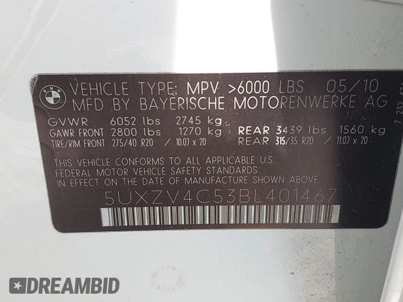 2011 BMW X5 35i z VIN 5UXZV4C53BL401467, wystawiony jako IAAI lot #42176243 z przebiegiem 121 344 mil mil oraz . Historia ofert i sprzedaży dostępna na DreamBid. Obrazek 9.