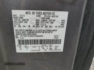 2012 Ford F-150 XL with VIN 1FTMF1EM0CFB22909, listed as a Copart auction lot 55887475 with 154,966 mi miles and Salvage title. Bid and sale history available at DreamBid. Image 12.