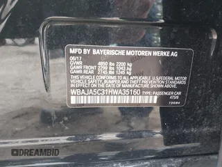 2017 BMW 5 Series 530i z VIN WBAJA5C31HWA35160, wystawiony jako IAAI lot #42405681 z przebiegiem 100 630 mil mil oraz . Historia ofert i sprzedaży dostępna na DreamBid. Obrazek 9.