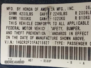 2015 Honda Accord LX with VIN 1HGCR2F31FA215827, listed as a IAAI auction lot 41908987 with 123,113 mi miles and . Bid and sale history available at carsss.com. Image 9.