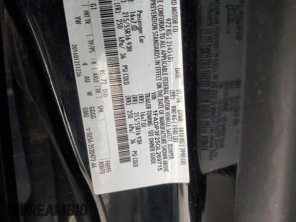 2016 Ford Focus SE with VIN 1FADP3F25GL269715, listed as a Copart auction lot 87761335 with 100,064 mi miles and Clean title. Bid and sale history available at DreamBid. Image 13.