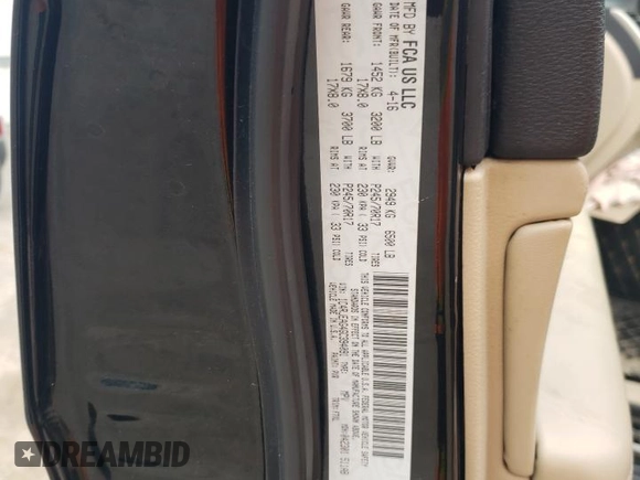 2016 Jeep Grand Cherokee Laredo with VIN 1C4RJEAG4GC394091, listed as a Copart auction lot 56595165 with 134,135 mi miles and Salvage title. Bid and sale history available at DreamBid. Image 12.
