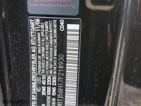 2007 Mercedes-Benz CLK-Class 3.5L with VIN WDBTJ56H17F218930, listed as a Copart auction lot 75250344 with 108,722 mi miles and Salvage Title. Bid and sale history available at carsss.com. Image 13.