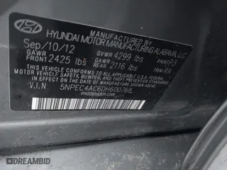 2013 Hyundai Sonata SE with VIN 5NPEC4AC6DH600768, listed as a IAAI auction lot 41481940 with 128,921 mi miles. Bid and sale history available at carsss.com. Image 9.