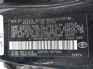 2010 Toyota Avalon XL with VIN 4T1BK3DB1AU353725, listed as a IAAI auction lot 41984608 with 153,759 mi miles and . Bid and sale history available at carsss.com. Image 9.