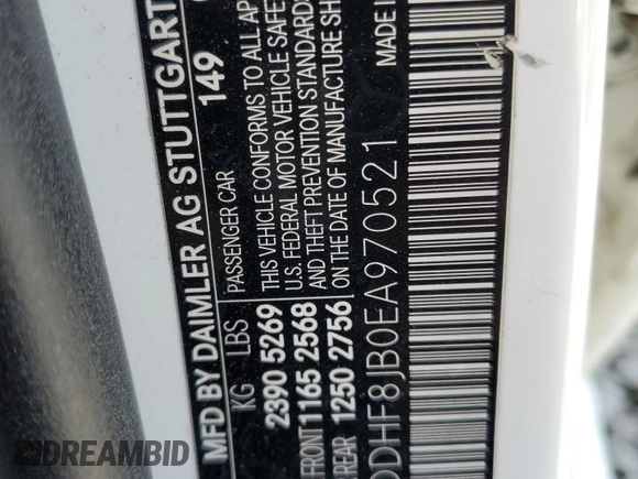 2014 Mercedes-Benz E E 350 Luxury with VIN WDDHF8JB0EA970521, listed as a Copart auction lot 54479105 with 139,854 mi miles and Salvage Title. Bid and sale history available at carsss.com. Image 12.