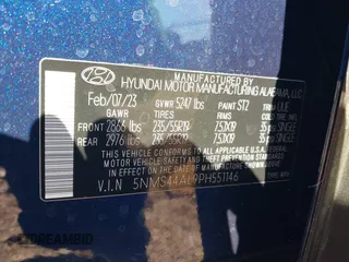 2023 Hyundai Santa Fe Limited with VIN 5NMS44AL9PH551146, listed as a IAAI auction lot 41585085 with 32,416 mi miles. Bid and sale history available at carsss.com. Image 9.