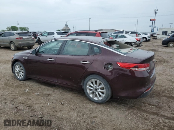 2018 Kia Optima LX with VIN 5XXGT4L34JG254135, listed as a Copart auction lot 59847805 with 120,901 mi miles and Salvage title. Bid and sale history available at DreamBid. Image 2.
