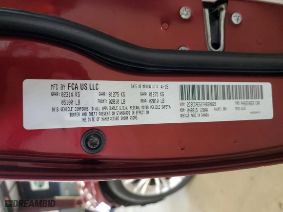 2015 Chrysler 300 with VIN 2C3CCAEG1FH820869, listed as a Copart auction lot 52361335 with 101,122 mi miles and Clean Title. Bid and sale history available at carsss.com. Image 12.