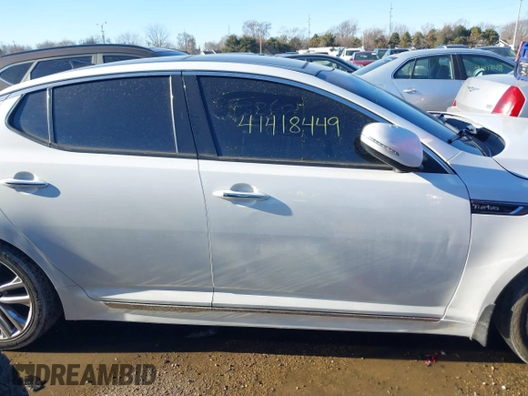 2014 Kia Optima SXL Turbo with VIN 5XXGR4A61EG343260, listed as a IAAI auction lot 41418449 with 133,555 mi miles and . Bid and sale history available at DreamBid. Image 12.