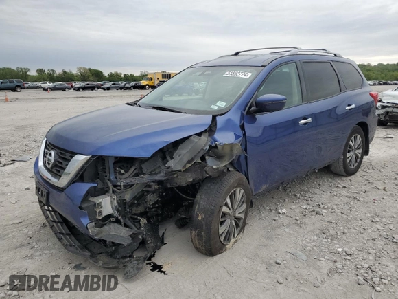 2019 Nissan Pathfinder S z VIN 5N1DR2MM8KC652376, wystawiony jako Copart lot #51892774 z przebiegiem 75 359 mil mil oraz Szkoda całkowita • Salvage title. Historia ofert i sprzedaży dostępna na DreamBid. Obrazek 1.