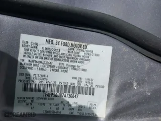 2007 Ford Taurus SEL with VIN 1FAFP56U87A130647, listed as a IAAI auction lot 41676643 with 1 mi miles. Bid and sale history available at carsss.com. Image 9.