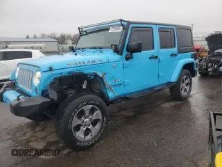 2018 Jeep Wrangler JK Unlimited Sahara with VIN 1C4HJWEG9JL900761, listed as a Copart auction lot 52955485 with 64,491 mi miles and Salvage Title. Bid and sale history available at carsss.com. Image 1.